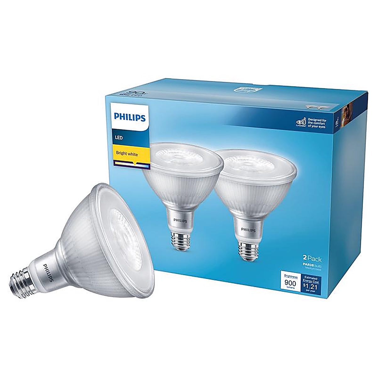 Philips - 573212 - Par38 E26 (Medium) LED Floodlight Bulb Bright White 90 Watt Equivalence 2 Pack