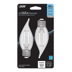 Feit - BPEFC60950WFIL2 - White Ba10 E26 (Medium) Filament LED Bulb Daylight 60 Watt Equivalence 2 Pack