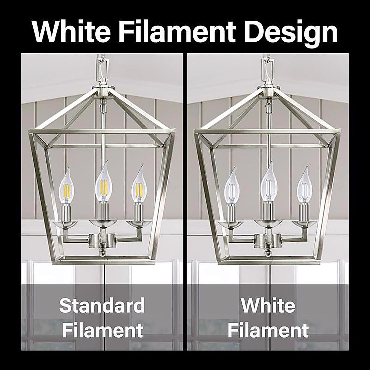 Feit - BPEFC60950WFIL2 - White Ba10 E26 (Medium) Filament LED Bulb Daylight 60 Watt Equivalence 2 Pack