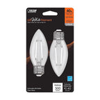Feit - BPETC40927WFIL2 - White B10 E26 (Medium) Filament LED Bulb Soft White 40 Watt Equivalence 2 Pack