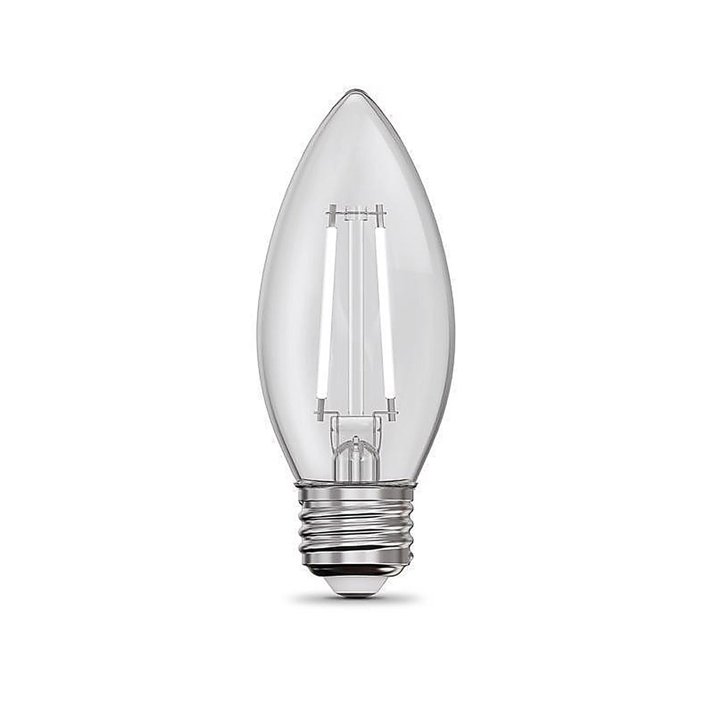 Feit - BPETC40927WFIL2 - White B10 E26 (Medium) Filament LED Bulb Soft White 40 Watt Equivalence 2 Pack
