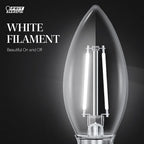 Feit - BPETC40927WFIL2 - White B10 E26 (Medium) Filament LED Bulb Soft White 40 Watt Equivalence 2 Pack