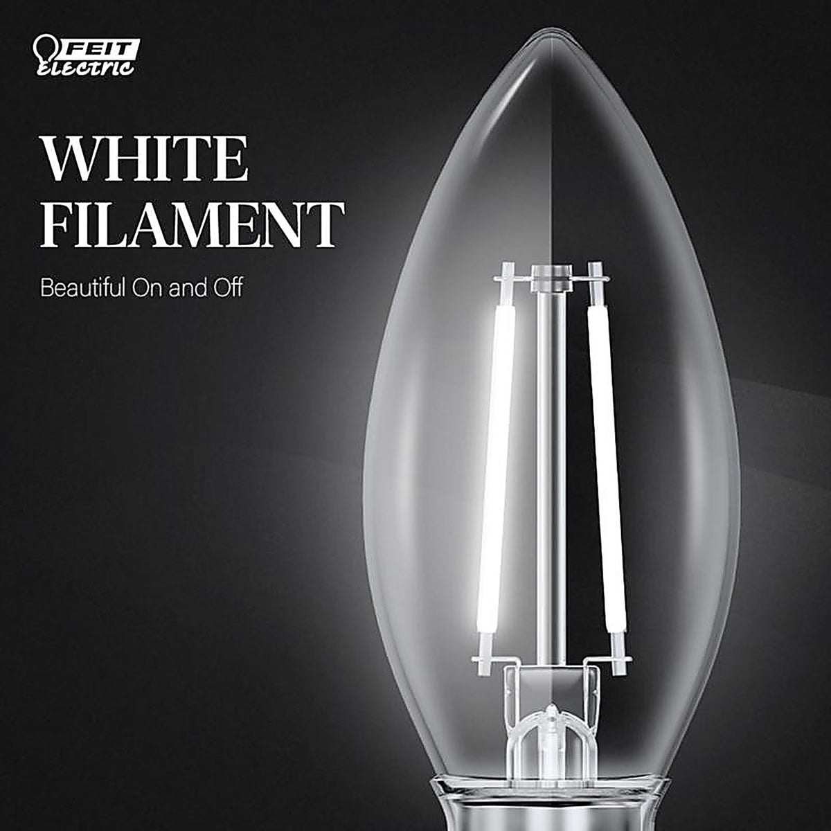 Feit - BPETC40927WFIL2 - White B10 E26 (Medium) Filament LED Bulb Soft White 40 Watt Equivalence 2 Pack