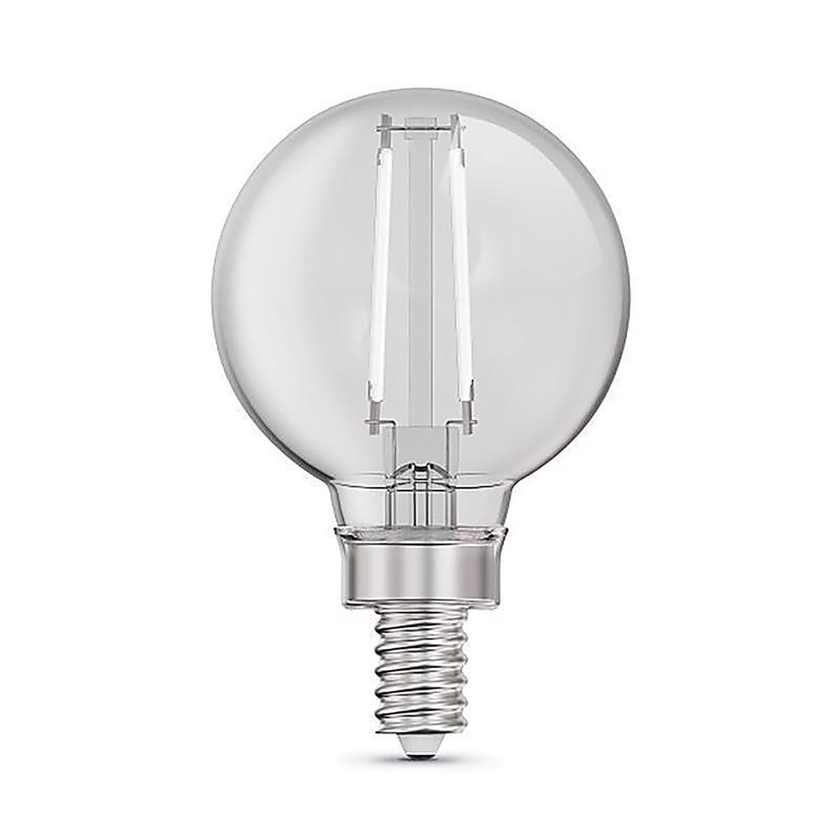 Feit - BPG1660927WFIL2 - White G16.5 E12 (Candelabra) Filament LED Bulb Soft White 60 Watt Equivalence 2 Pack