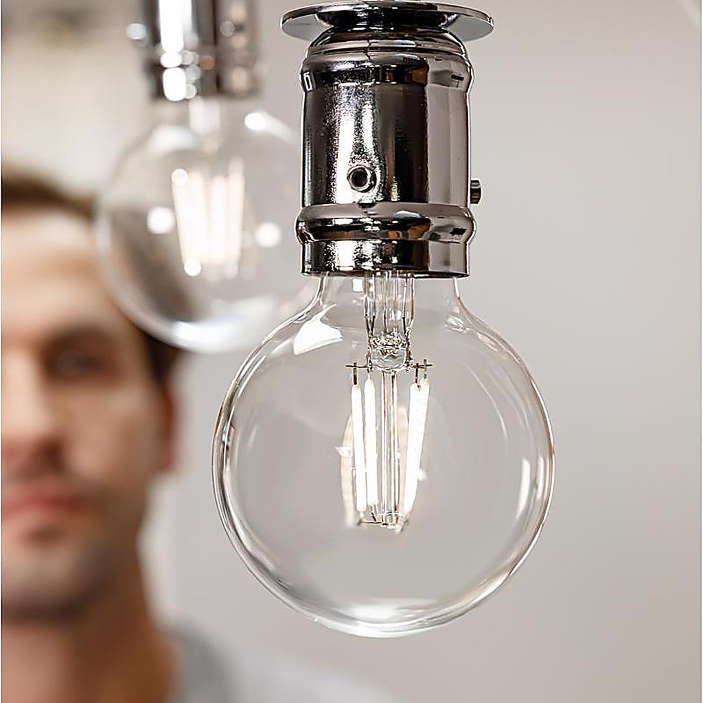 Feit - BPG1660927WFIL2 - White G16.5 E12 (Candelabra) Filament LED Bulb Soft White 60 Watt Equivalence 2 Pack