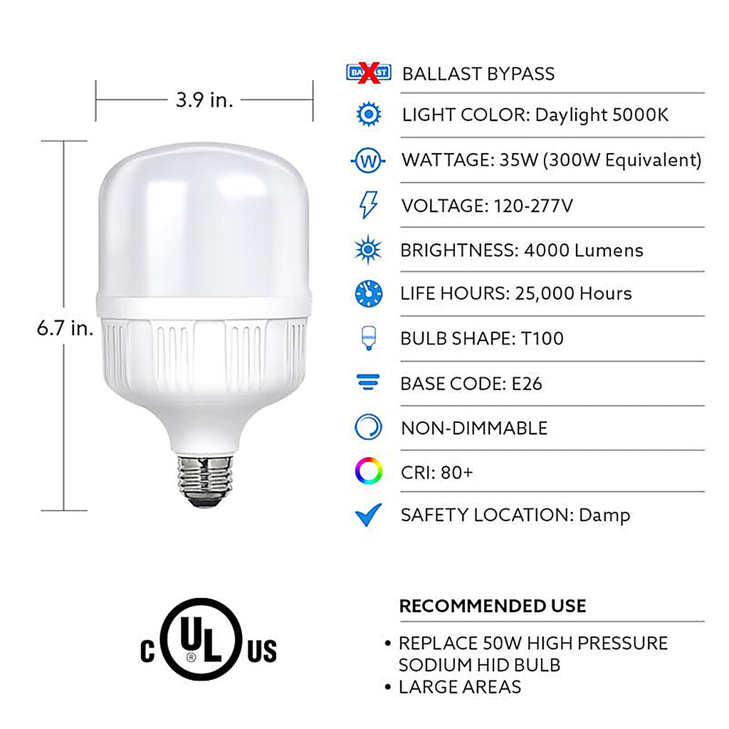 Feit - T10040005KLEDHD - T100 E26 (Medium) LED Bulb Daylight 300 Watt Equivalence 1 Pack