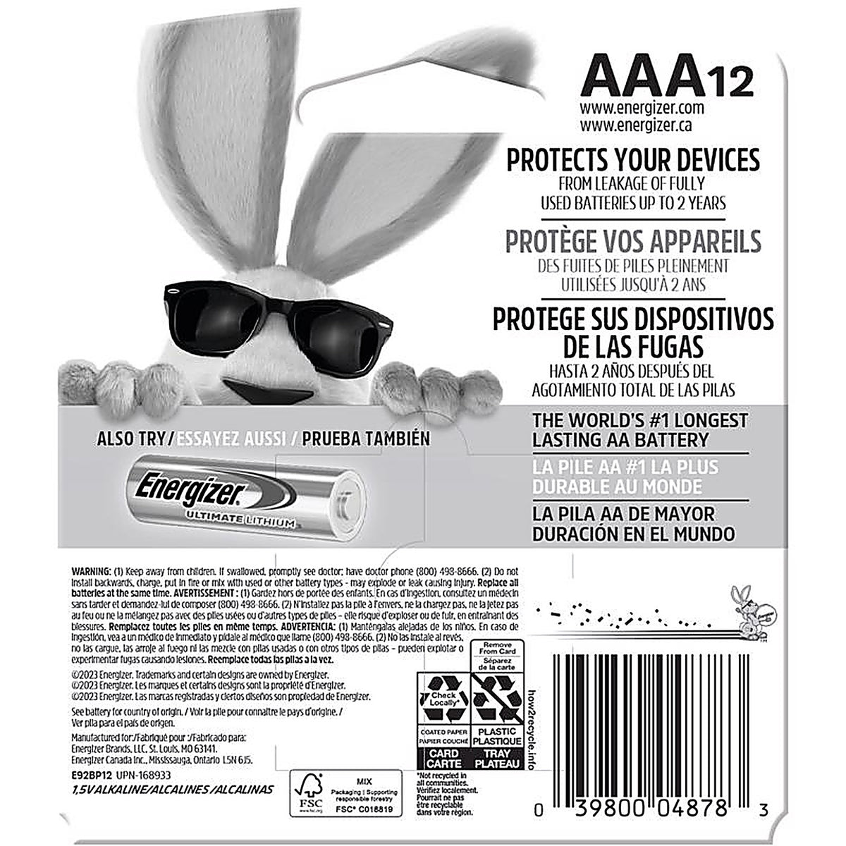 Energizer - E92BP-12 - Max Aaa Alkaline Batteries 12 Pack Carded