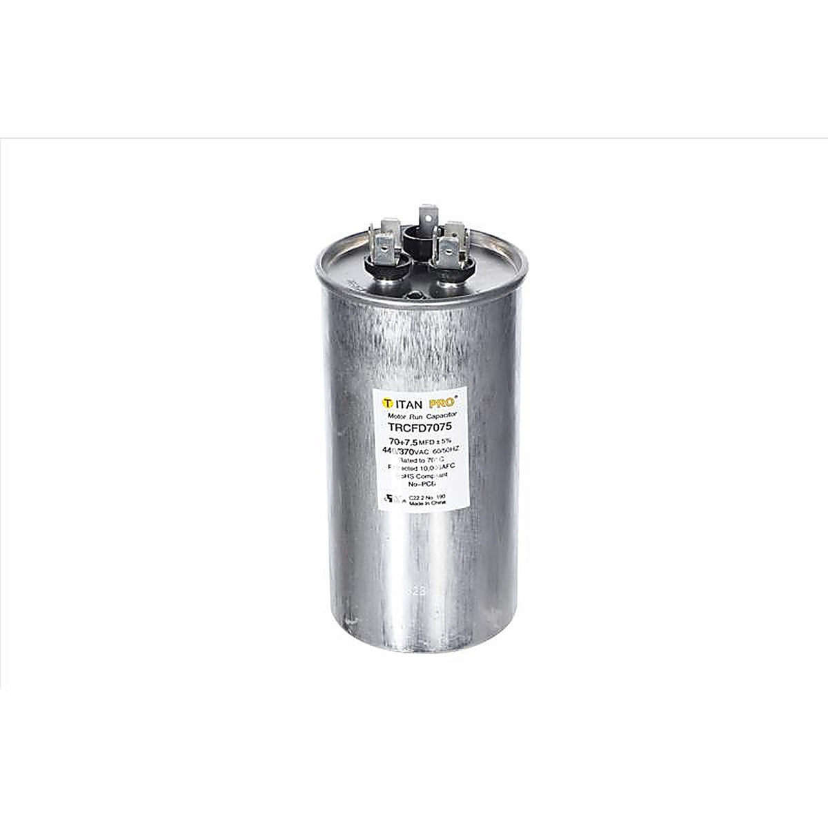Titan Pro - TRCFD7075 - 70+7.5 MFD 440 V Round Run Capacitor