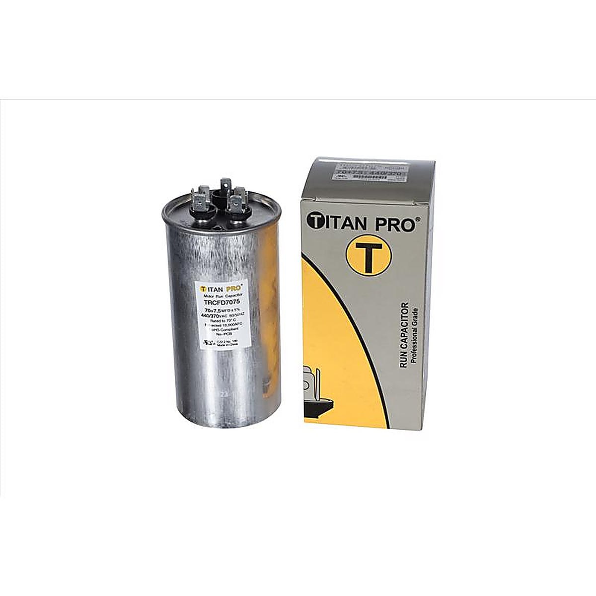 Titan Pro - TRCFD7075 - 70+7.5 MFD 440 V Round Run Capacitor