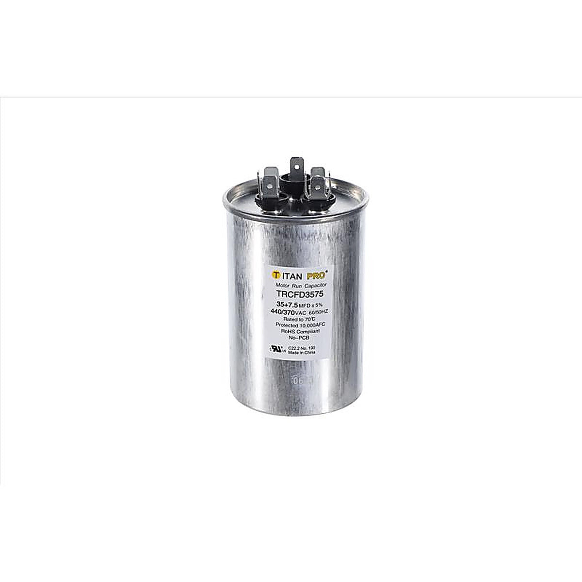 Titan Pro - TRCFD3575 - 35+7.5 MFD 440 V Round Run Capacitor