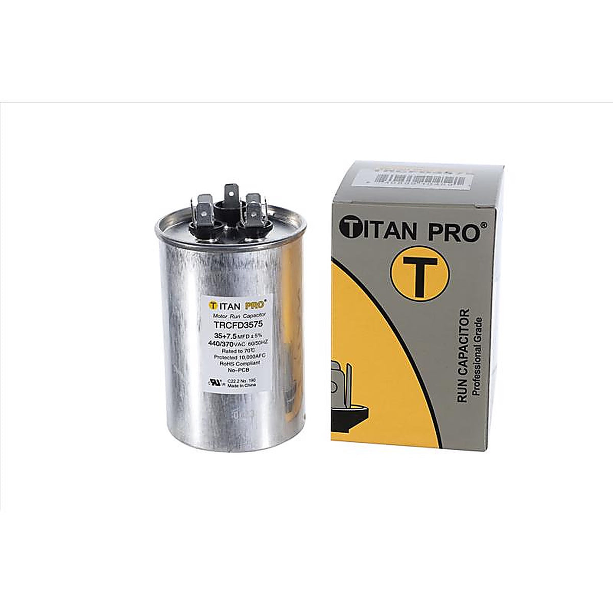 Titan Pro - TRCFD3575 - 35+7.5 MFD 440 V Round Run Capacitor