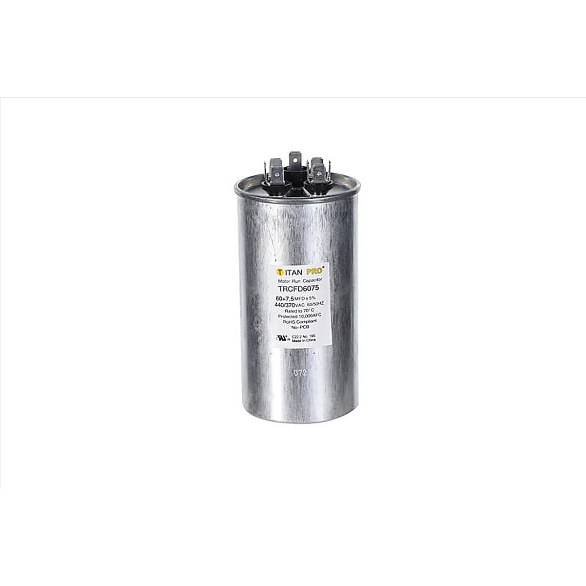 Titan Pro - TRCFD6075 - 60+7.5 MFD 440 V Round Run Capacitor