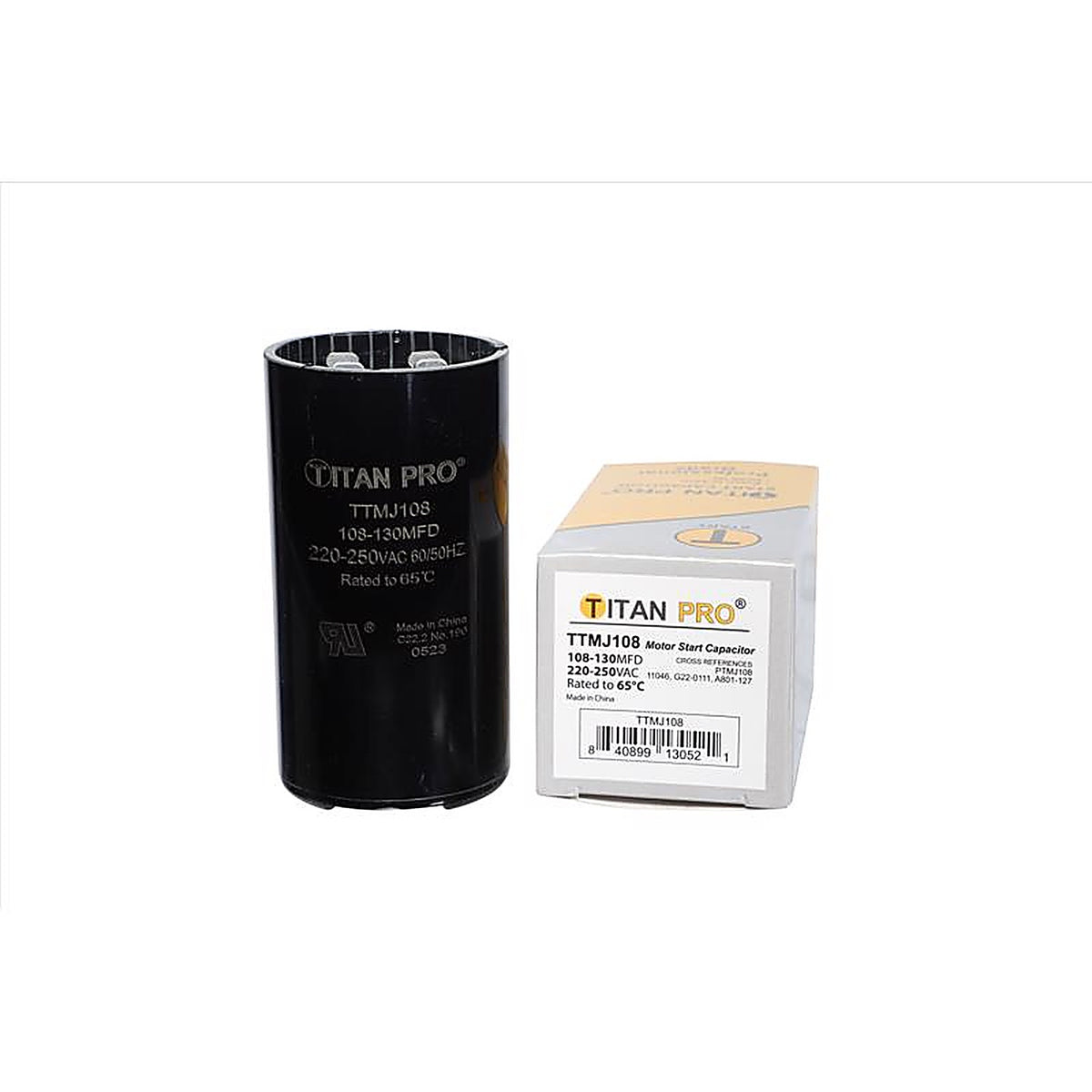 Titan Pro - TTMJ108 - 108-130 MFD 250 V Round Start Capacitor