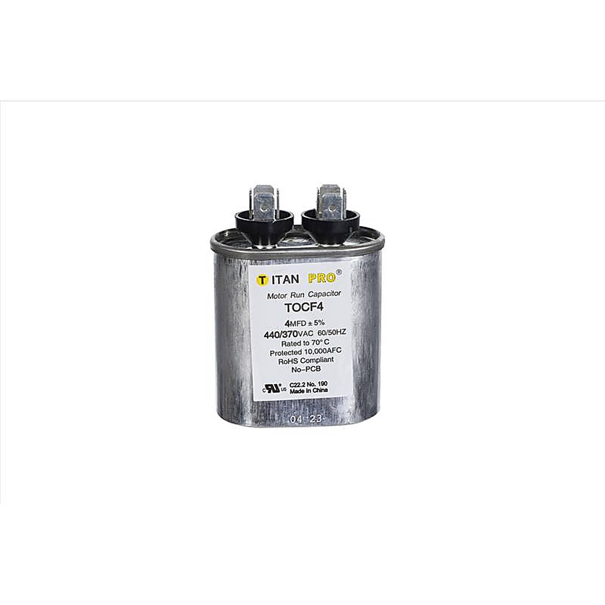 Titan Pro - TOCF4 - 4 MFD 440 V Oval Run Capacitor