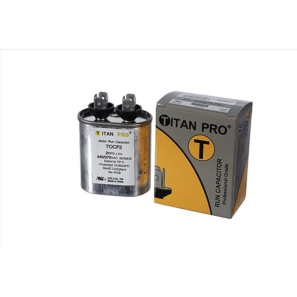 Titan Pro - TOCF2 - 2 MFD 440 V Oval Run Capacitor