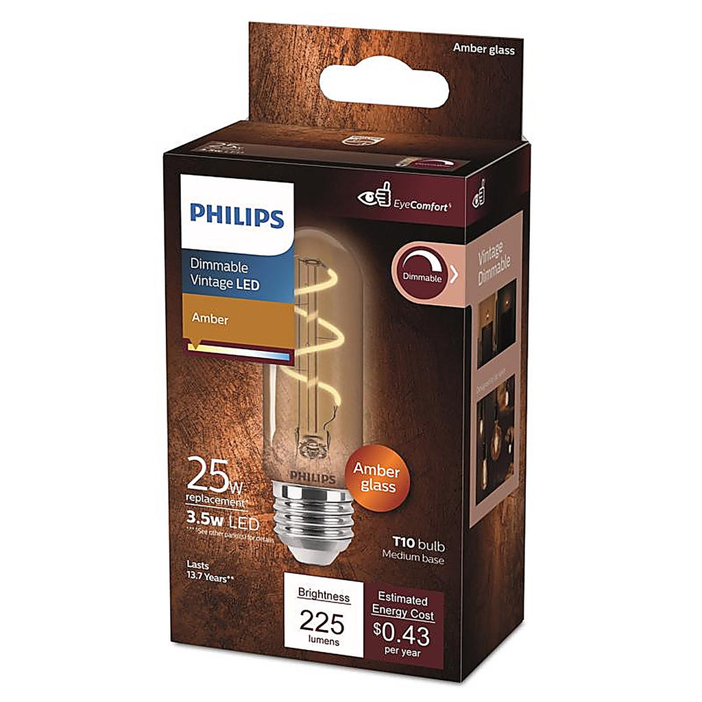 Philips - 565671 - T10 E26 (Medium) LED Bulb Amber 25 Watt Equivalence 1 Pack