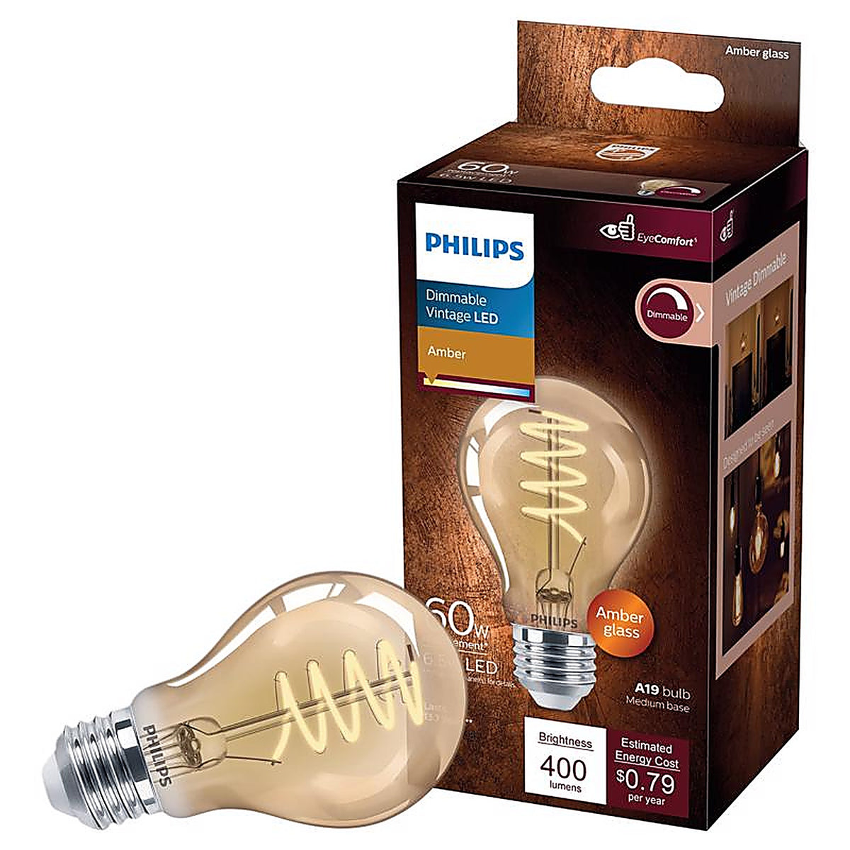 Philips - 565796 - A19 E26 (Medium) LED Bulb Amber 60 Watt Equivalence 1 Pack