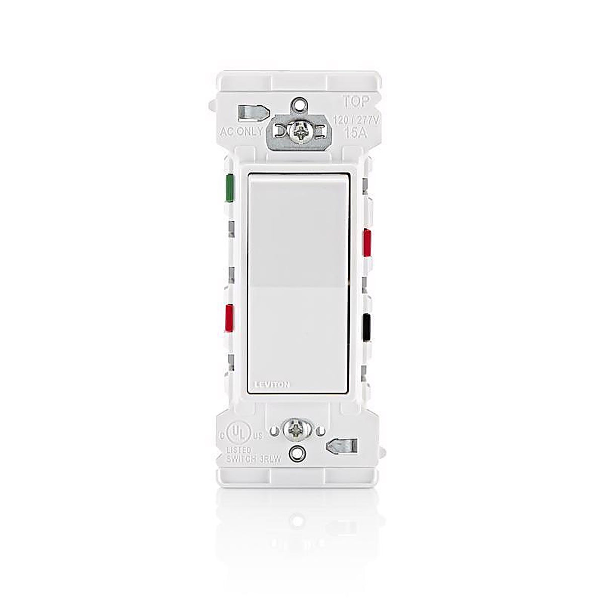 Leviton - E5603-0SW - Lever Edge 15 Amps 3-Way Rocker Switch White 1 Pack