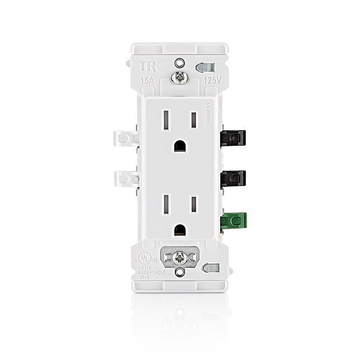 Leviton - E5325-0SW - Lever Edge 15 Amps 125 V White Tamper Resistant Outlet 5-15R 1 Pack