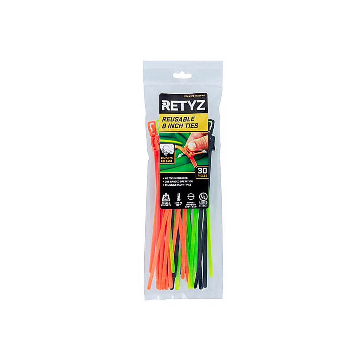 Retyz - RTZ-MBA01-MA - Everytie 8 In. L Assorted Cable Tie 30 Pack