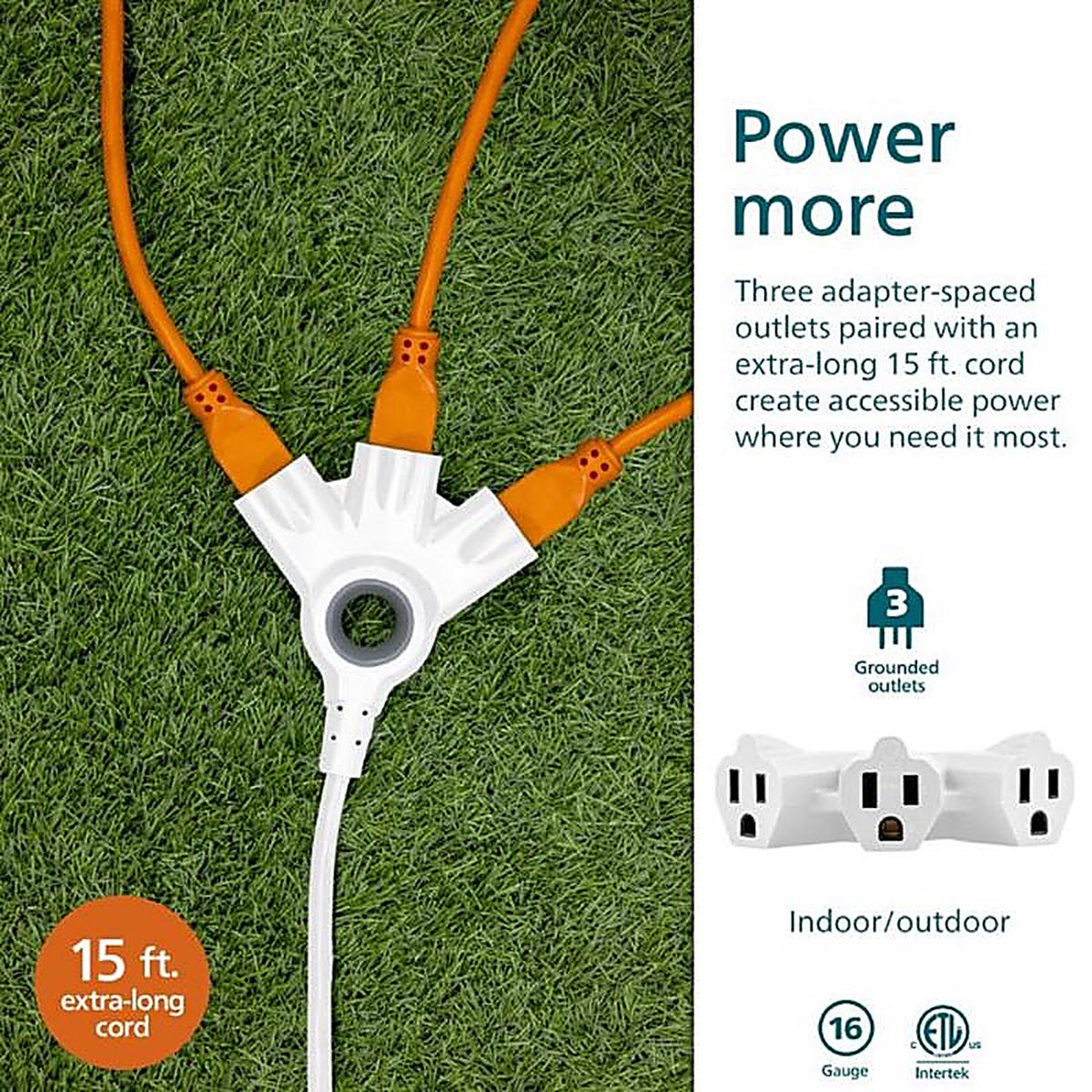 Jasco - SPC3153ZW/37-T2 - Philips Indoor or Outdoor 15 Ft. L White Extension Cord 16/3