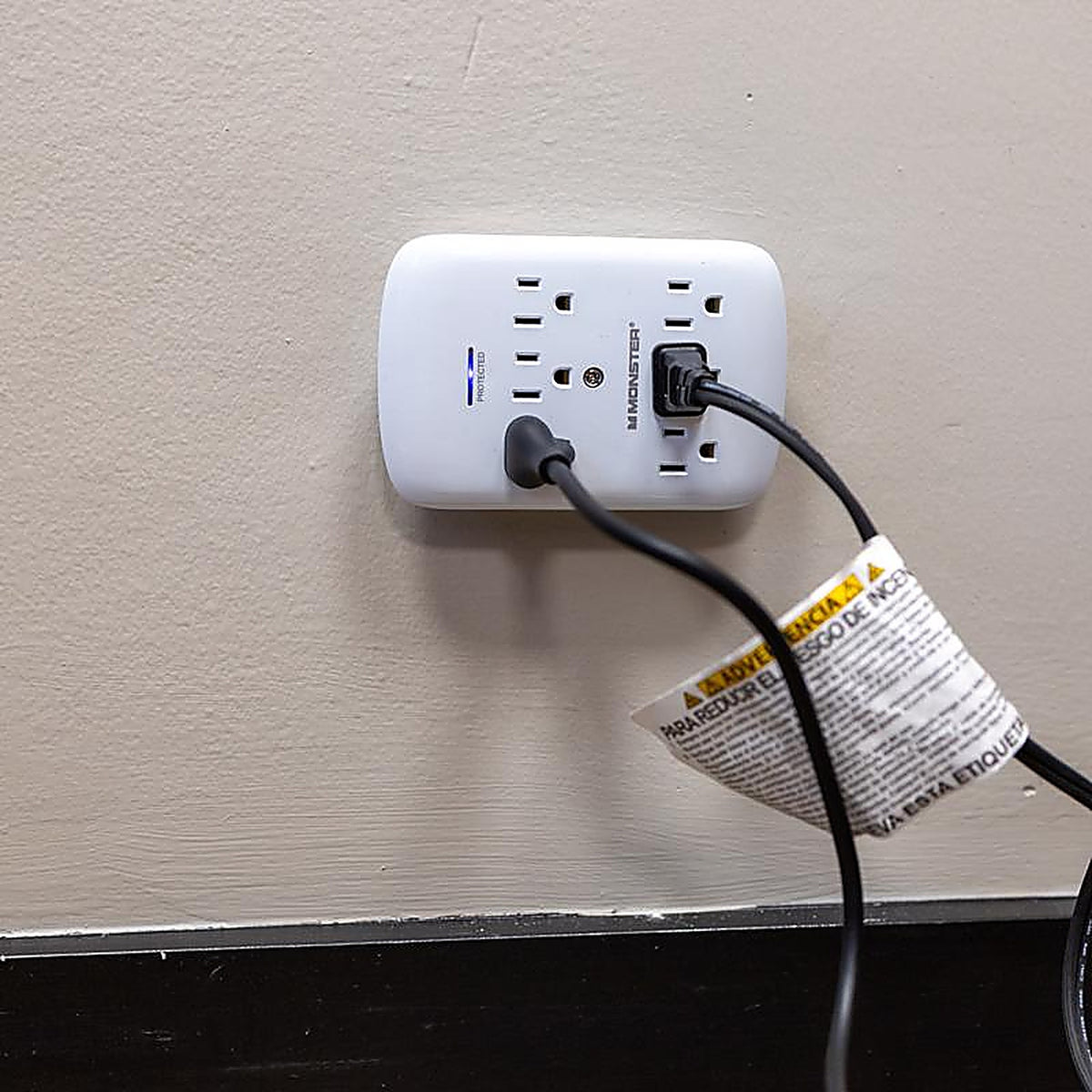 Monster - 1606 - Just Power It Up 0 Ft. L 6 Outlets Wall Tap Surge Protector White 1200 J