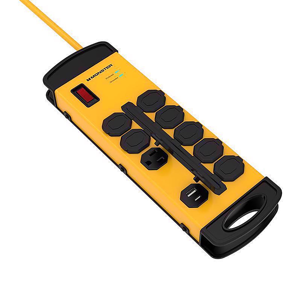 Monster - 1816 - Just Power It Up 15 Ft. L 8 Outlets Surge Protector w/USB Yellow 1080 J
