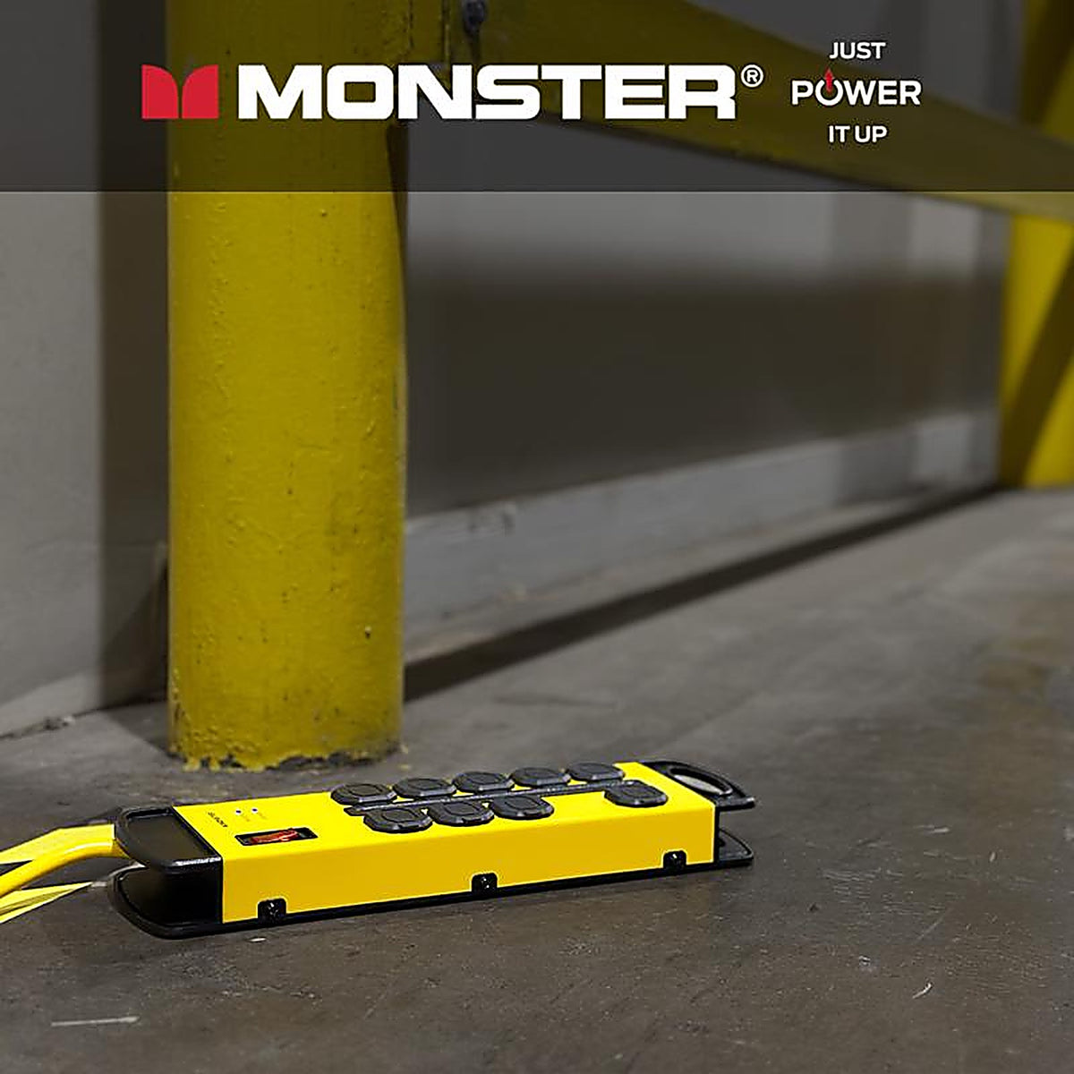 Monster - 1816 - Just Power It Up 15 Ft. L 8 Outlets Surge Protector w/USB Yellow 1080 J