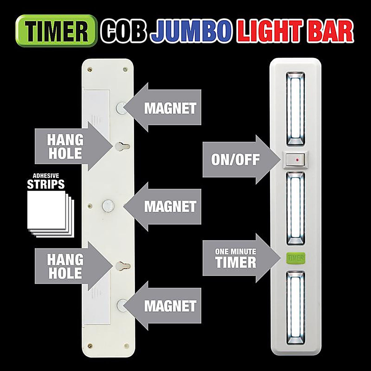 Shawshank Ledz - 768261 - 220 LM Cob LED Hanging Hook Light Bar w/Timer