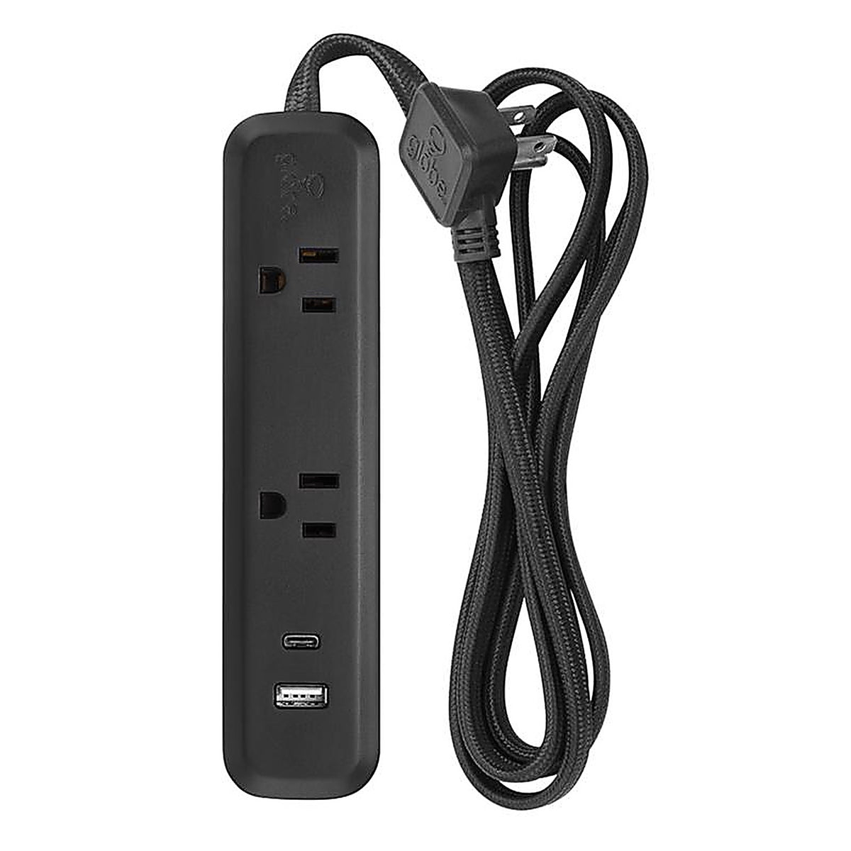 Globe Electric - 78836 - 6 Ft. L 2 Outlets Power Strip Black
