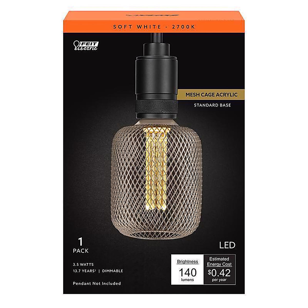 Feit - CGAYCMG927CAHDR - Decorative E26 (Medium) Filament LED Bulb Soft White 60 Watt Equivalence 1 Pack