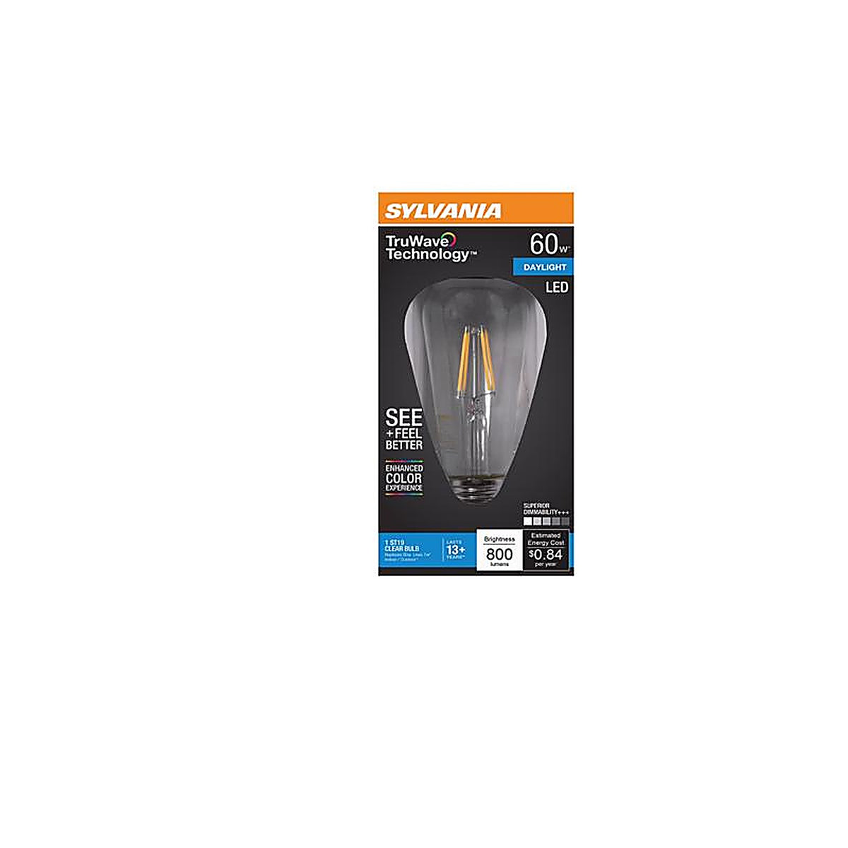 Sylvania - 41331 - Truwave St19 E26 (Medium) LED Bulb Daylight 60 Watt Equivalence 1 Pack