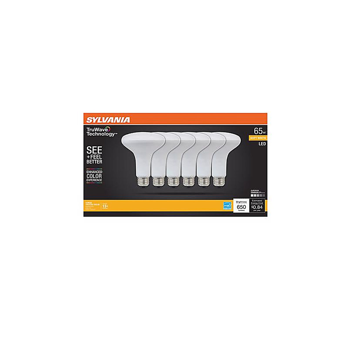 Sylvania - 41328 - Truwave Br30 E26 (Medium) LED Bulb Soft White 65 Watt Equivalence 6 Pack