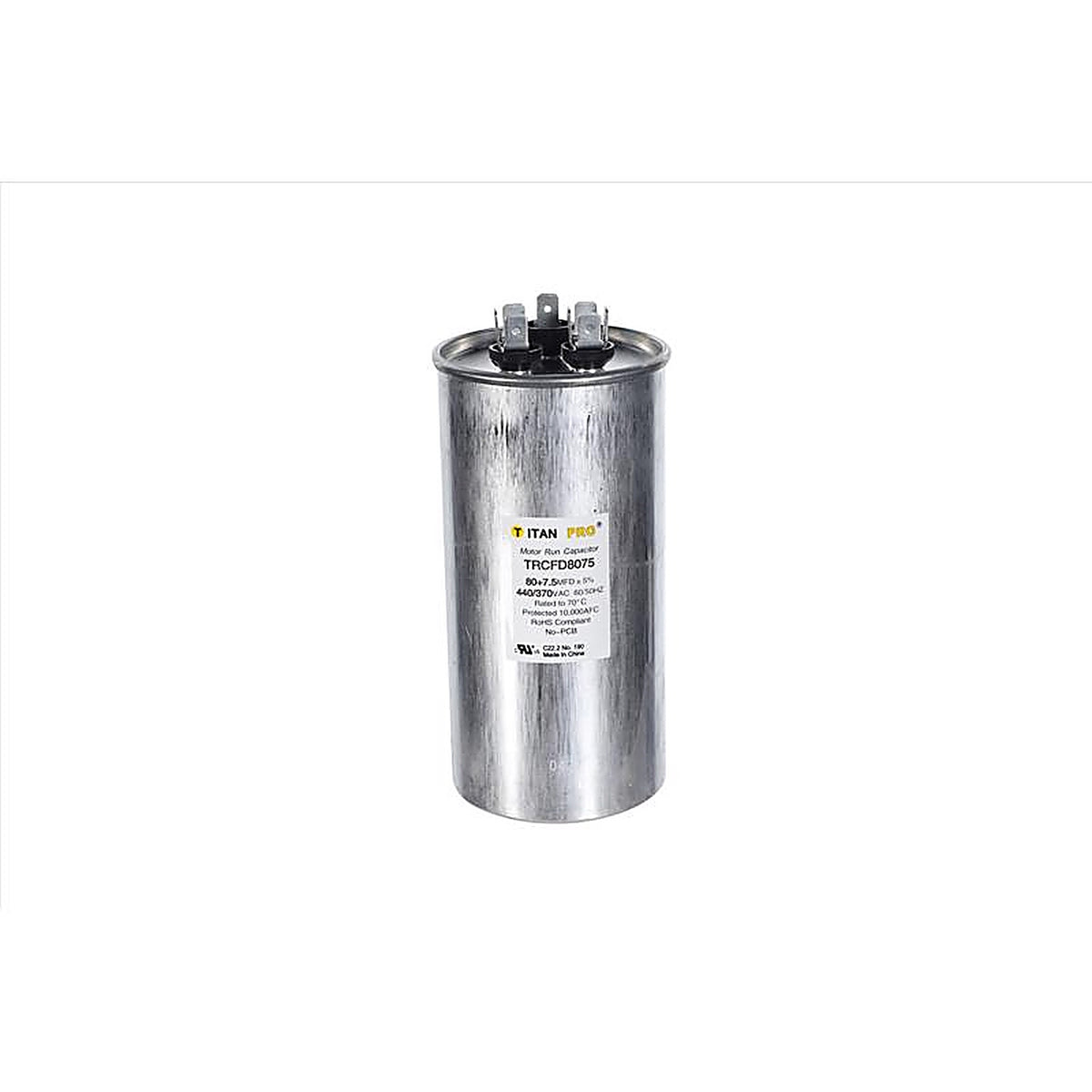 Titan Pro - TRCFD8075 - 80+7.5 MFD 440 V Round Run Capacitor