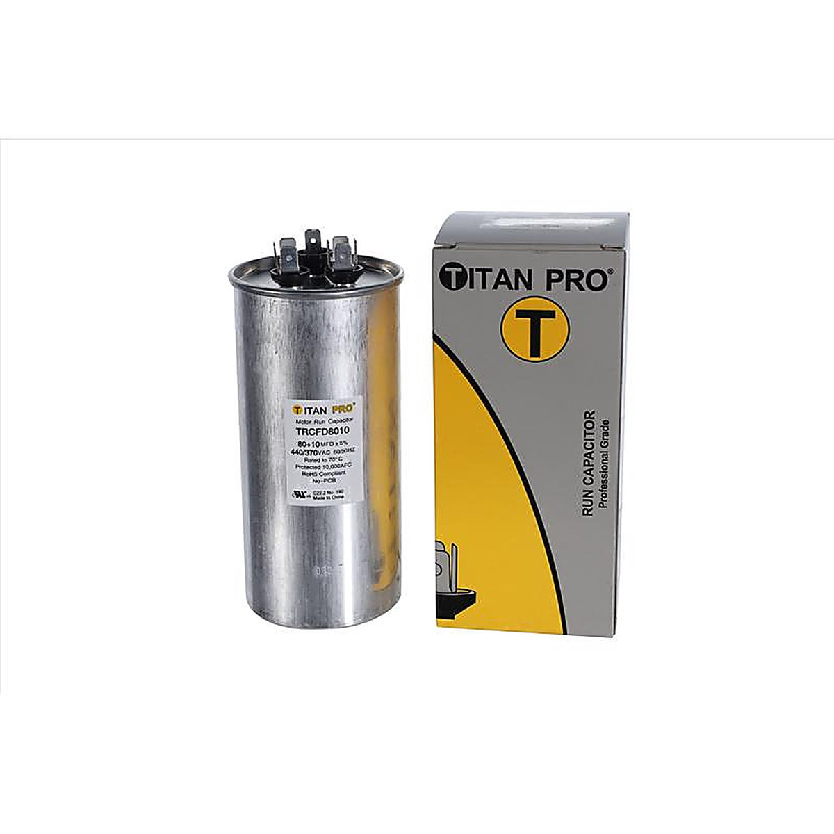 Titan Pro - TRCFD8010 - 80+10 MFD 440 V Round Run Capacitor