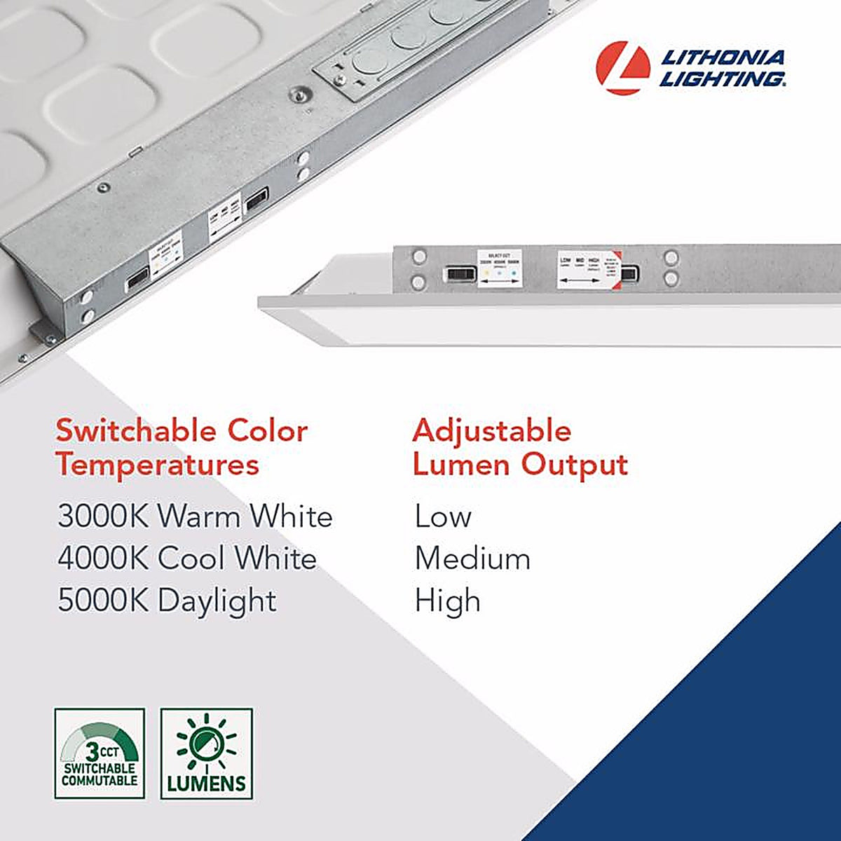 Lithonia Lighting - 2628H5 - 37 W LED Flat Panel 1.7 In. H X 23.8 In. W X 23.8 In. L
