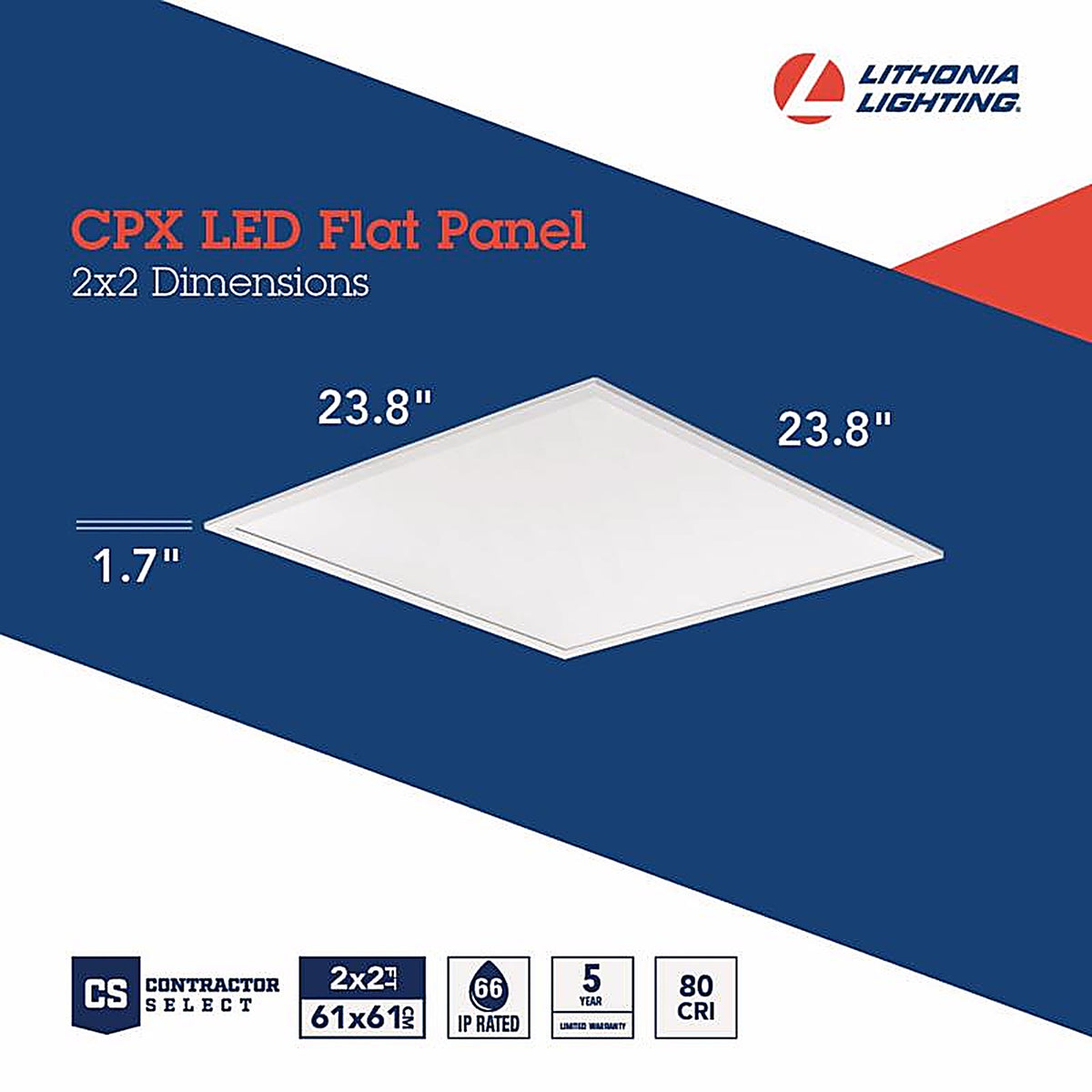 Lithonia Lighting - 2628H5 - 37 W LED Flat Panel 1.7 In. H X 23.8 In. W X 23.8 In. L