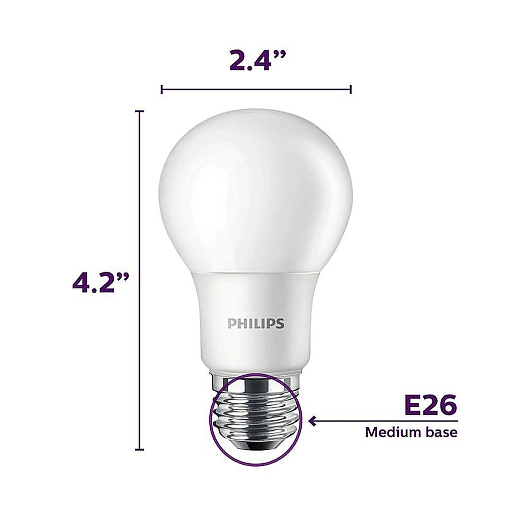 Philips - 565358 - A19 E26 (Medium) LED Bulb Daylight 40 Watt Equivalence 4 Pack