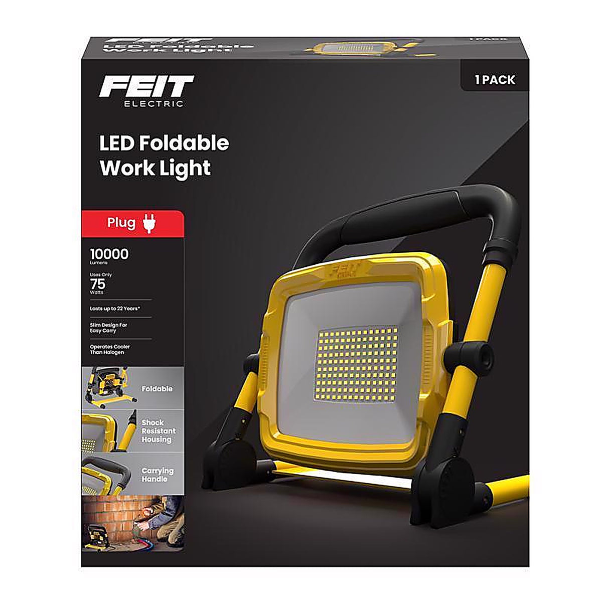 Feit - WRK10000XLPLGFD - 10000 LM LED Corded Stand (H or Scissor) Work Light