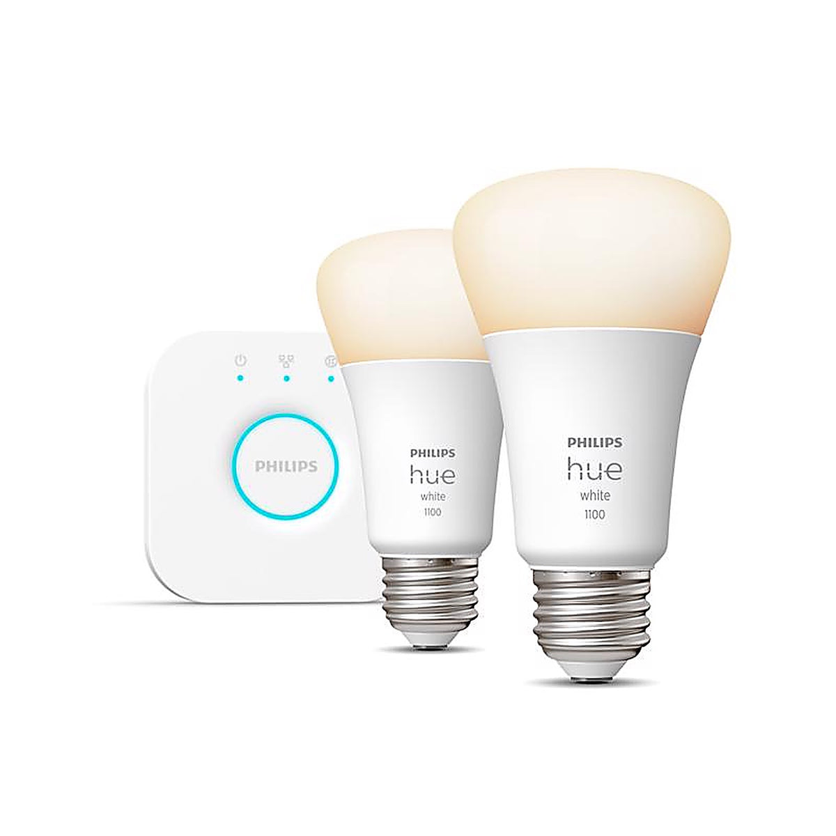 Philips - 563080 - Hue A19 E26 (Medium) Smart-Enabled LED Bulb Starter Kit Cool White 75 Watt Equivalence 2 Pack