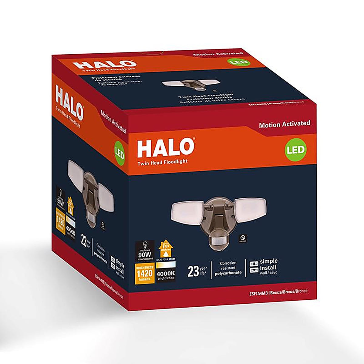 Halo - ESF1A4MB - Motion-Sensing Hardwired LED Bronze Floodlight