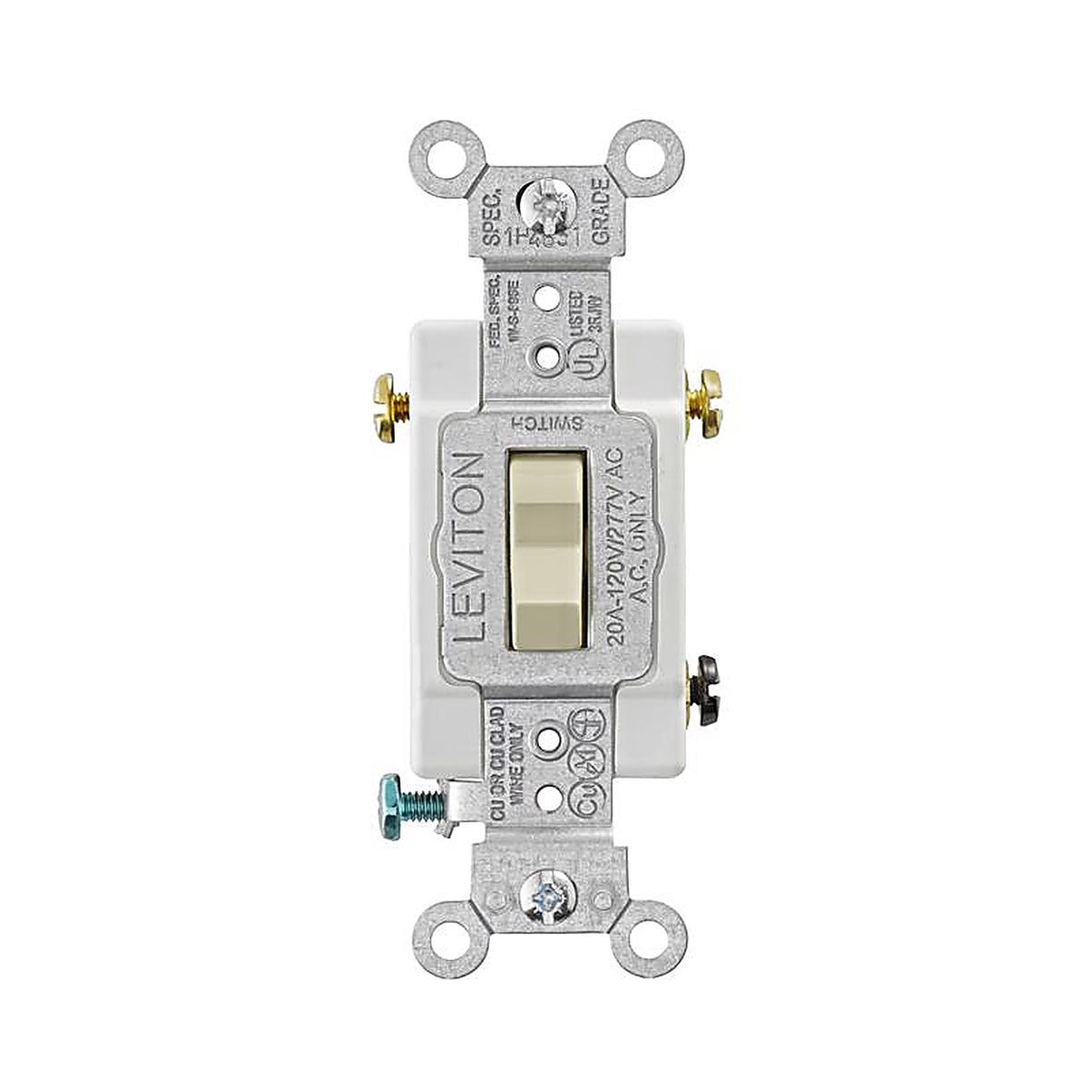 Leviton - 0CSB3-2IS - 20 Amps 3-Way Toggle AC Quiet Switch Ivory 1 Pack