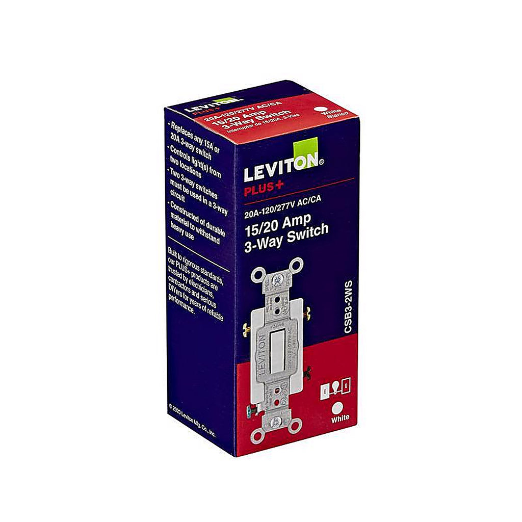 Leviton - 0CSB3-2WS - 20 Amps 3-Way Toggle AC Quiet Switch White 1 Pack