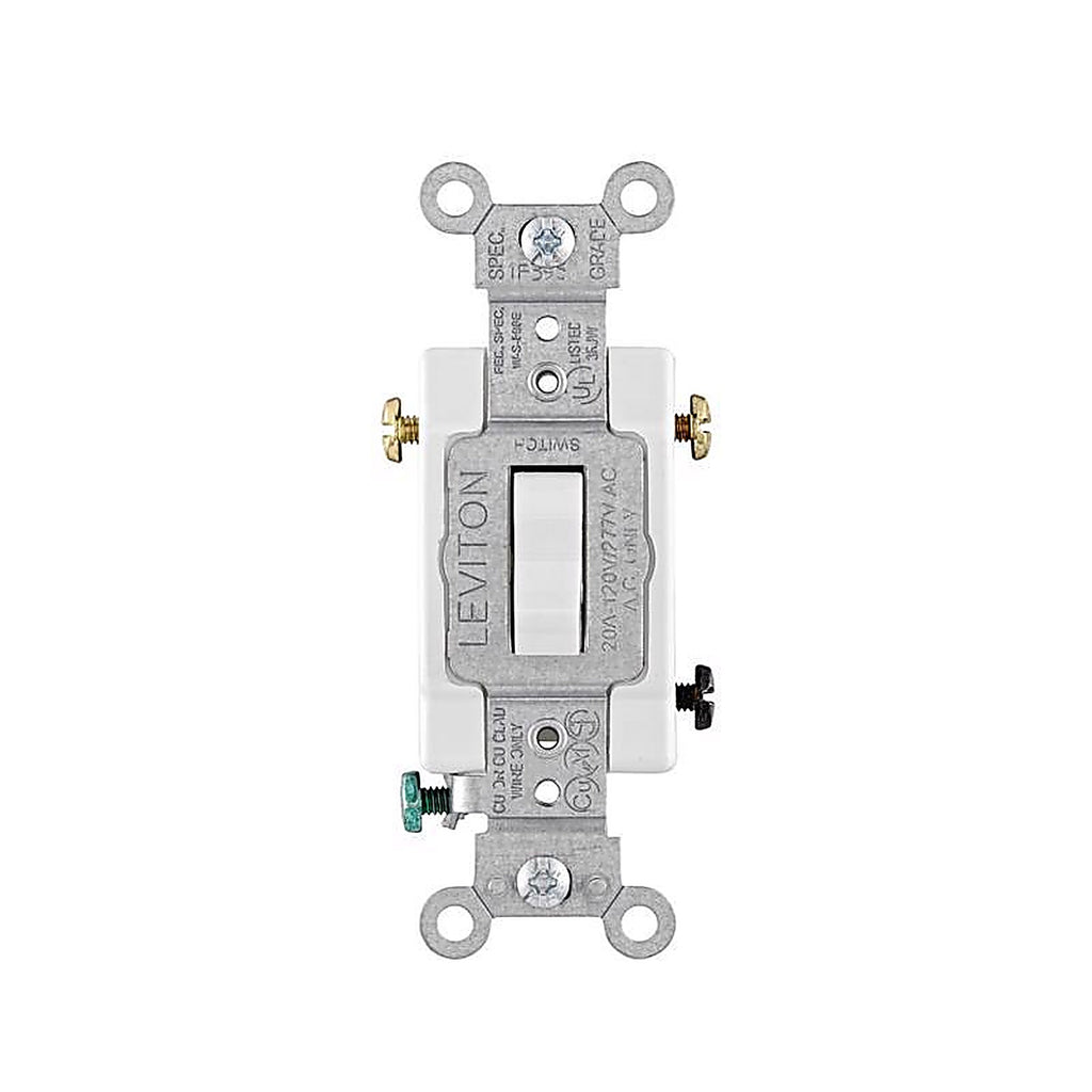 Leviton - 0CSB3-2WS - 20 Amps 3-Way Toggle AC Quiet Switch White 1 Pack