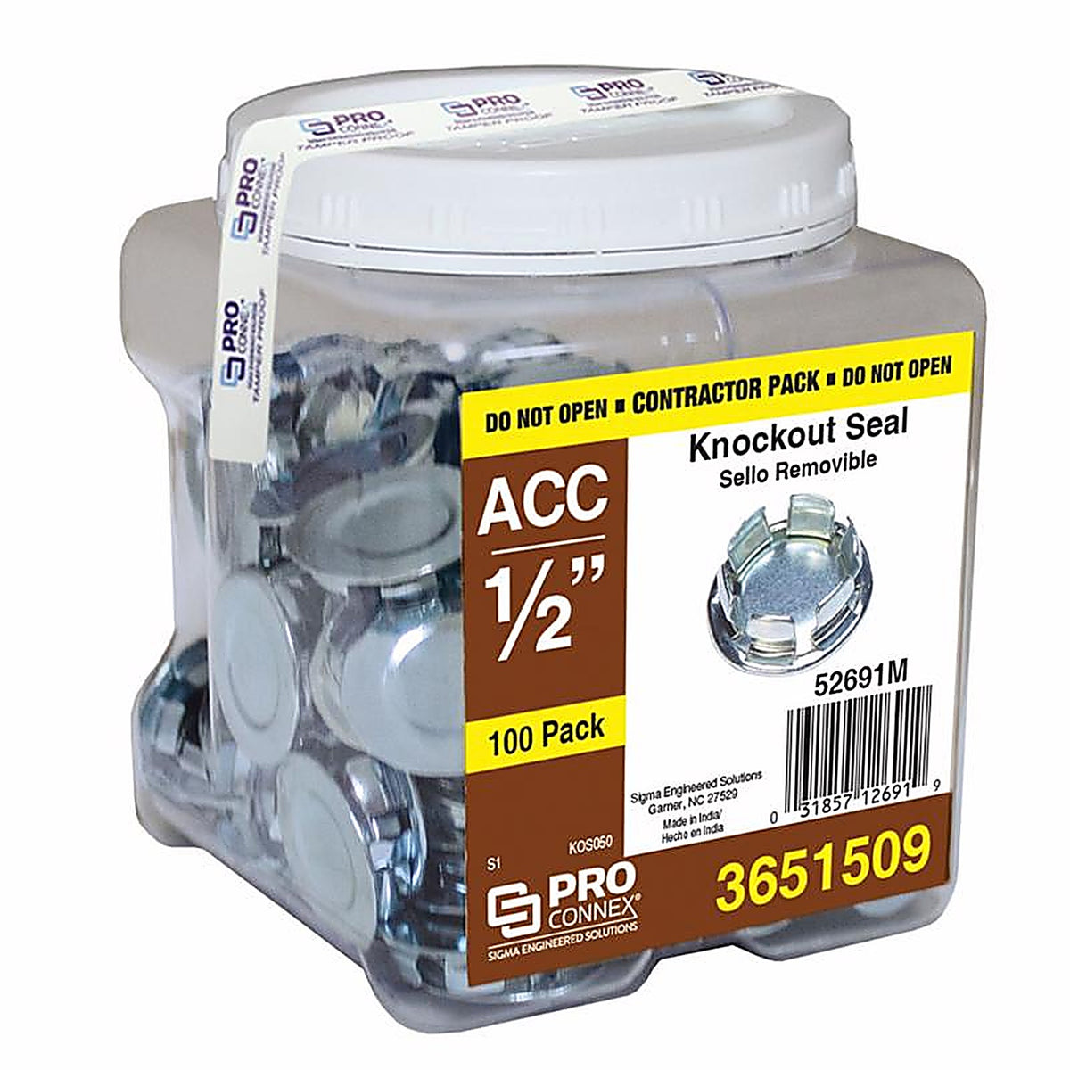 Sigma Electric - 52691 - Proconnex Round Zinc-Plated Steel 0.30 In. H X 0.91 In. W Knockout Seal