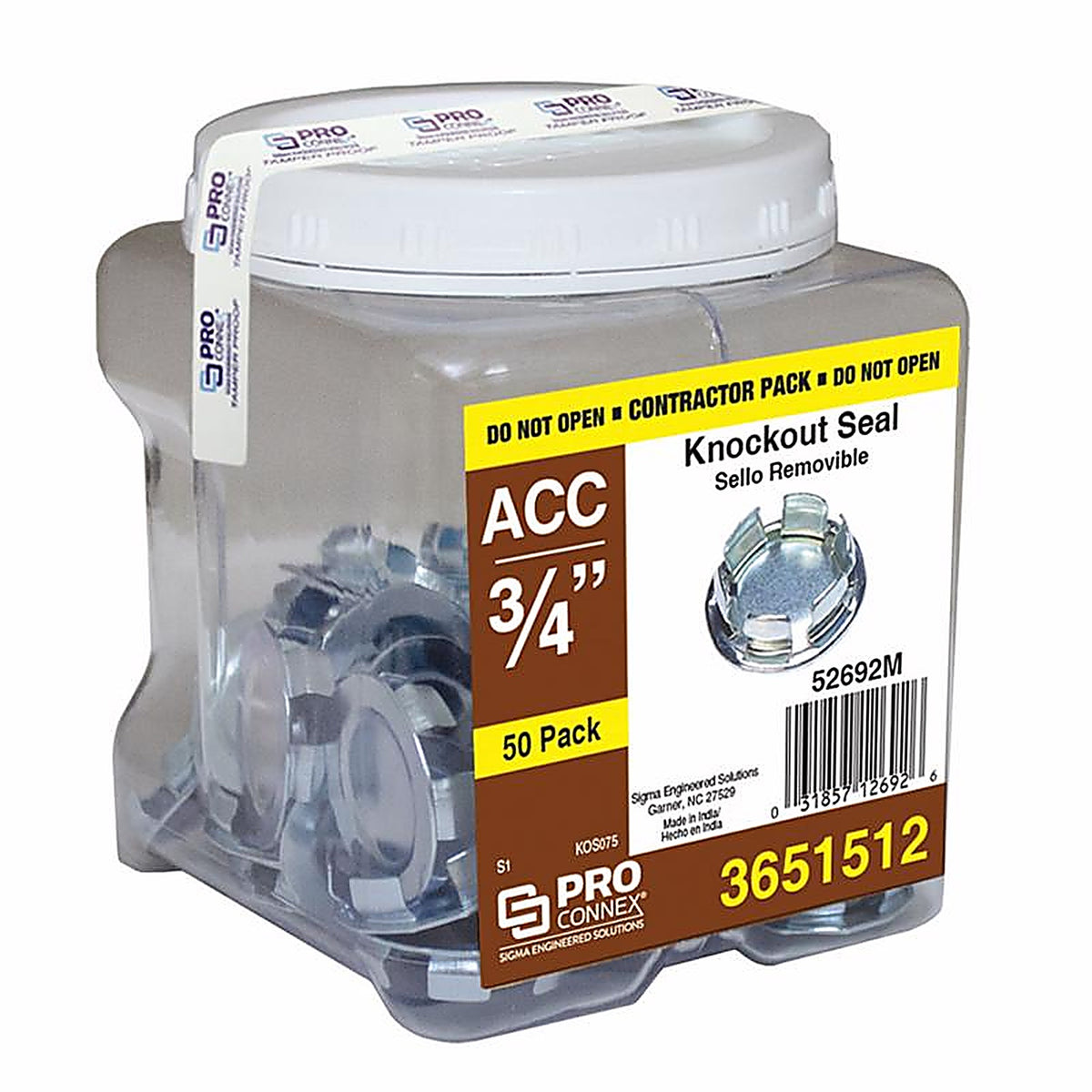 Sigma Electric - 52692 - Proconnex Round Zinc-Plated Steel 0.31 In. H X 1.15 In. W Knockout Seal