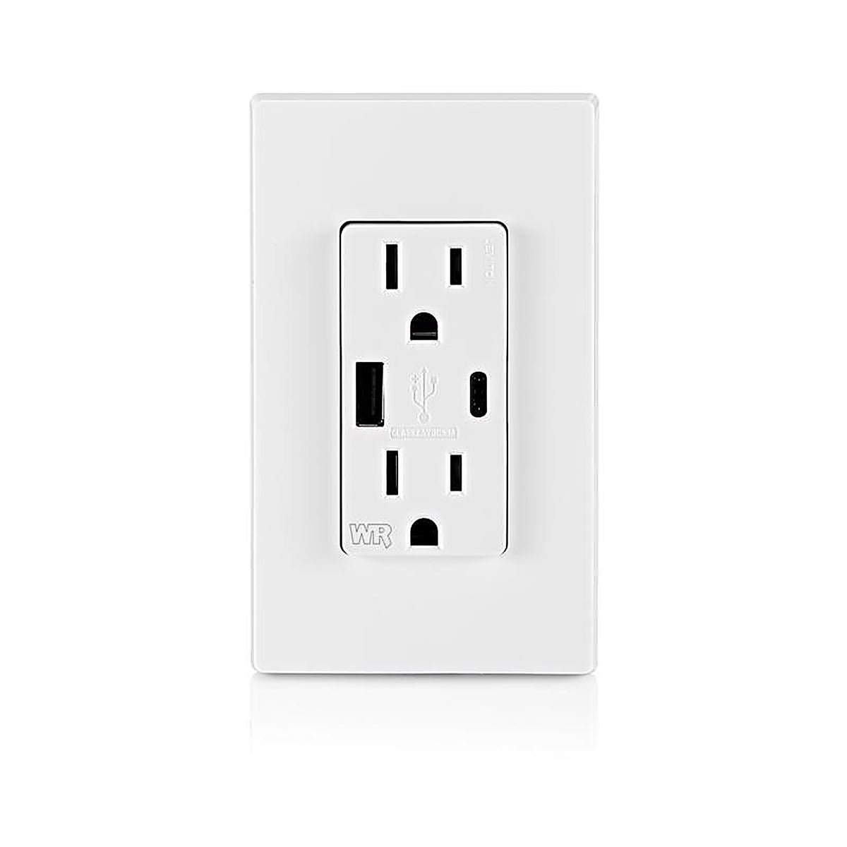 Leviton - W5633-0BW - 15 Amps 125 V USB White Outlet and USB Charger 5-15R 1 Pack