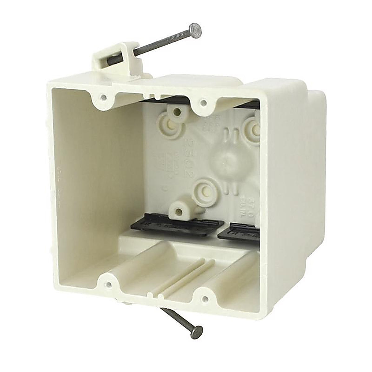 Allied Moulded - R2302-NK45 - New Work 37 CU in Square PVC 2 Gang Electrical Box Off White