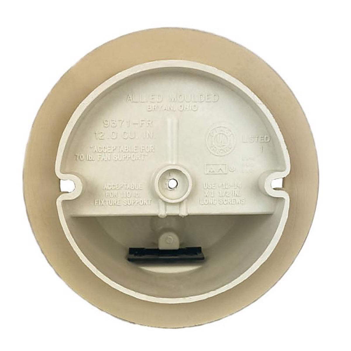 Allied Moulded - R9371-FRV - New Work 12 CU in Round PVC 1 Gang Ceiling Box Off White