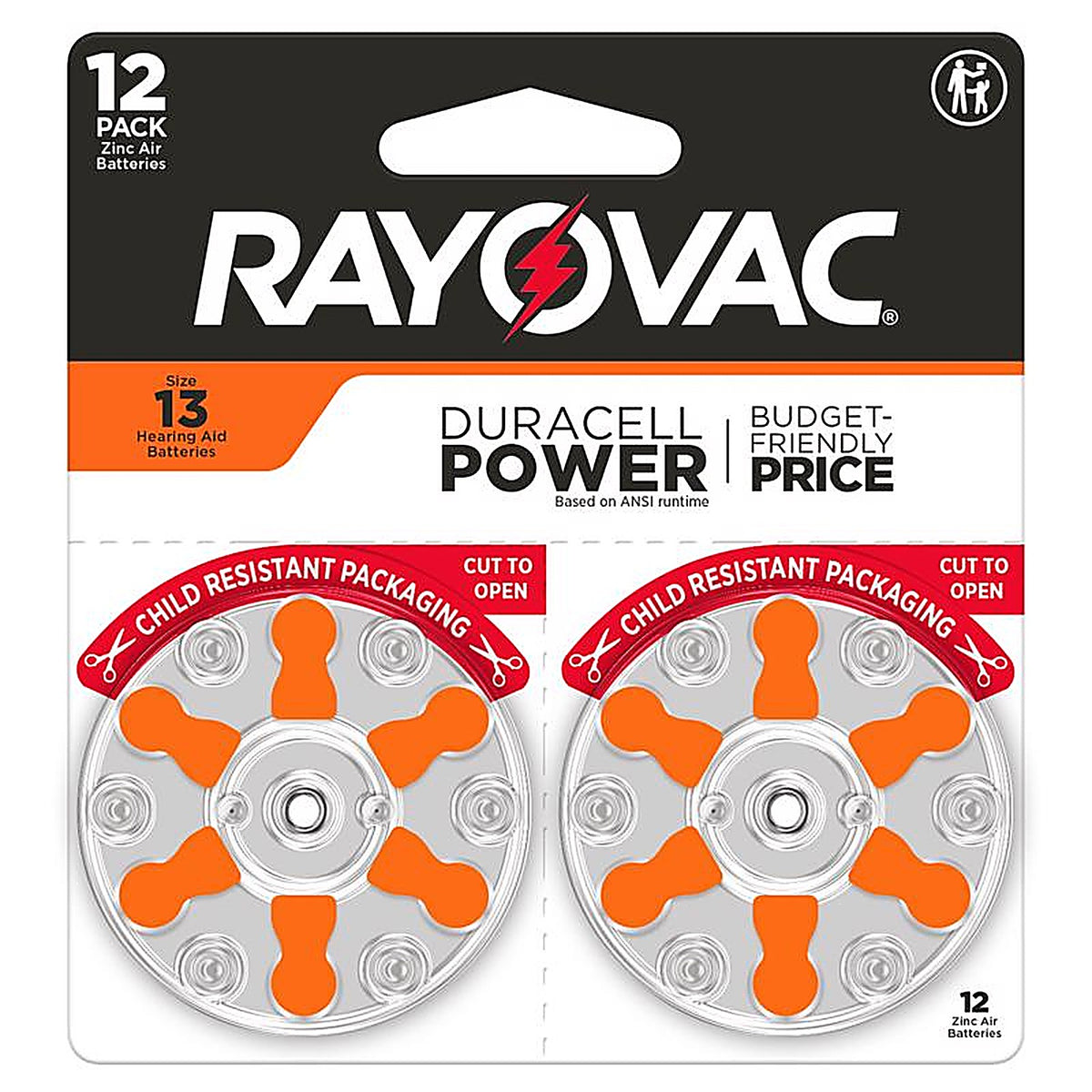 Rayovac - 13CR-12ROVUS - Zinc Air 13 1.45 V Hearing Aid Battery 12 Pack